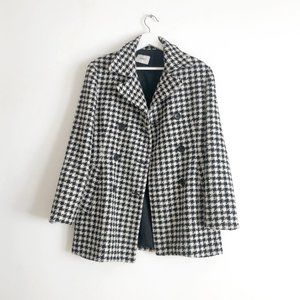 vintage lightweight black white check jacket 80s 90s S / M